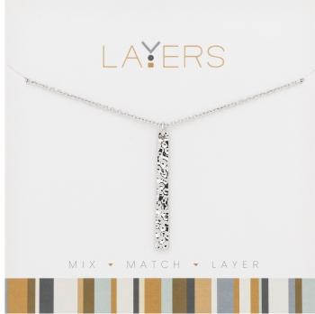 Layers Necklace, Silver Hammered Single Bar