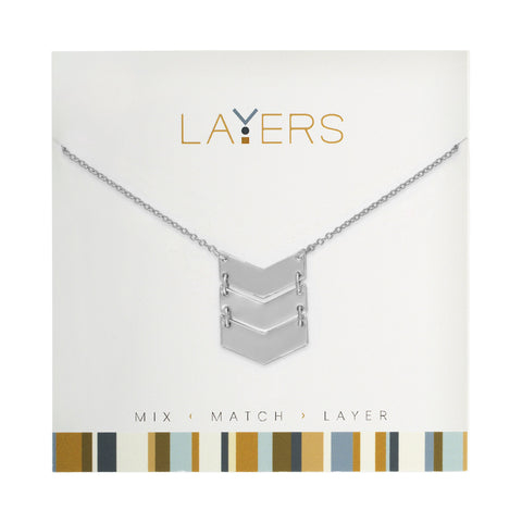 Layers Necklace, Silver Trio Chevron Necklace