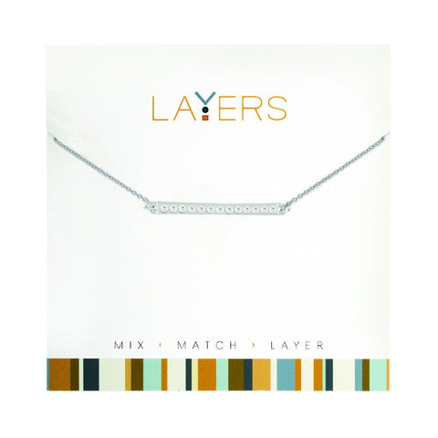 Layers Necklace, Silver CZ Bar Layers Necklace