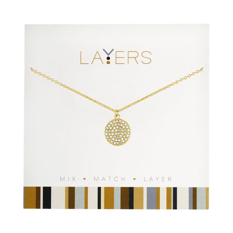 Gold Round CZ Layers Necklace