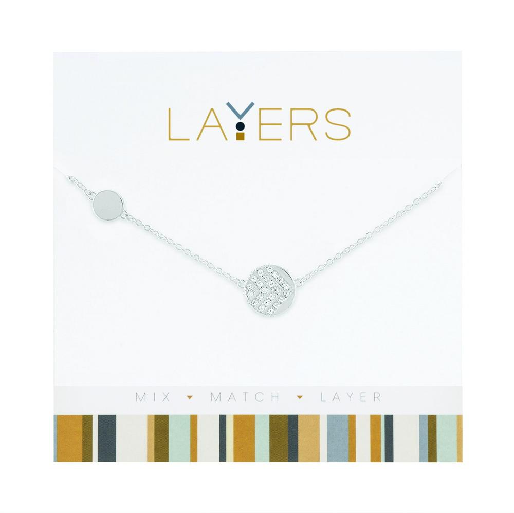 Layers Necklace, Gold Pendant, Silver, Two Circle