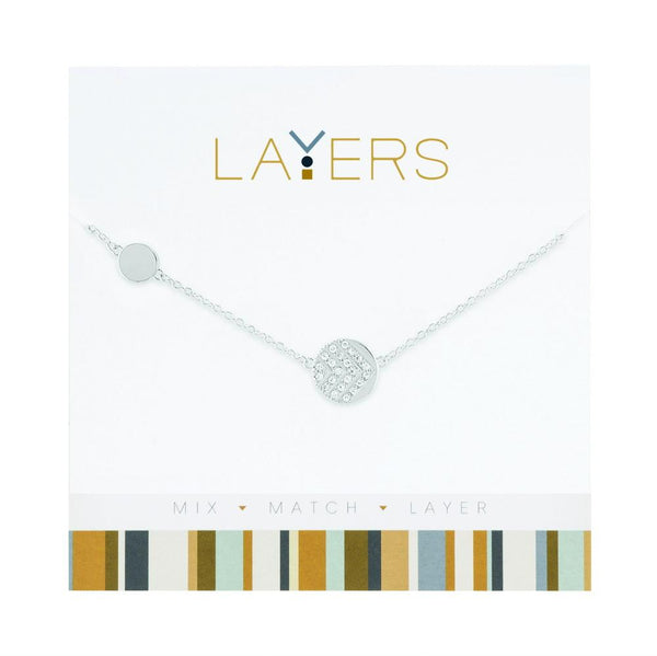 Layers Necklace, Gold Pendant, Silver, Two Circle