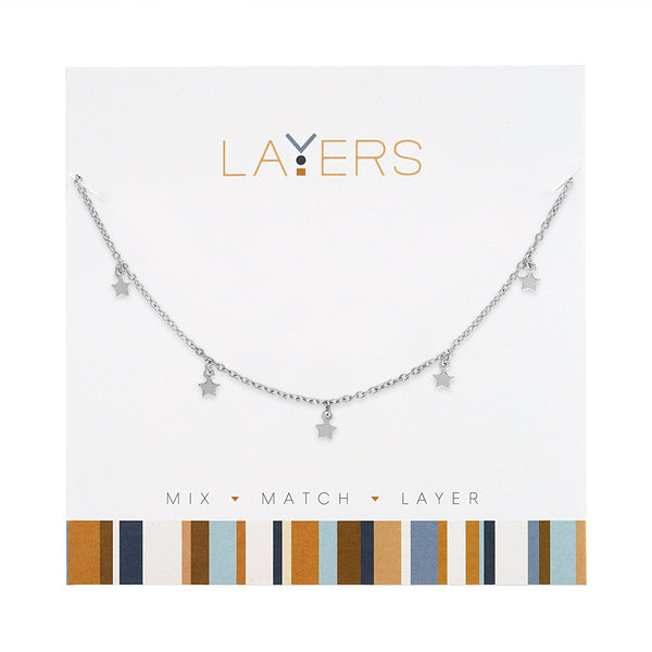 LAY585S Necklance Silver Mini Stars