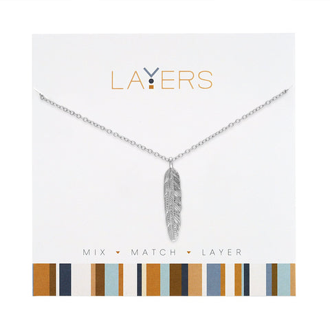 LAY589SNecklance Silver Feather