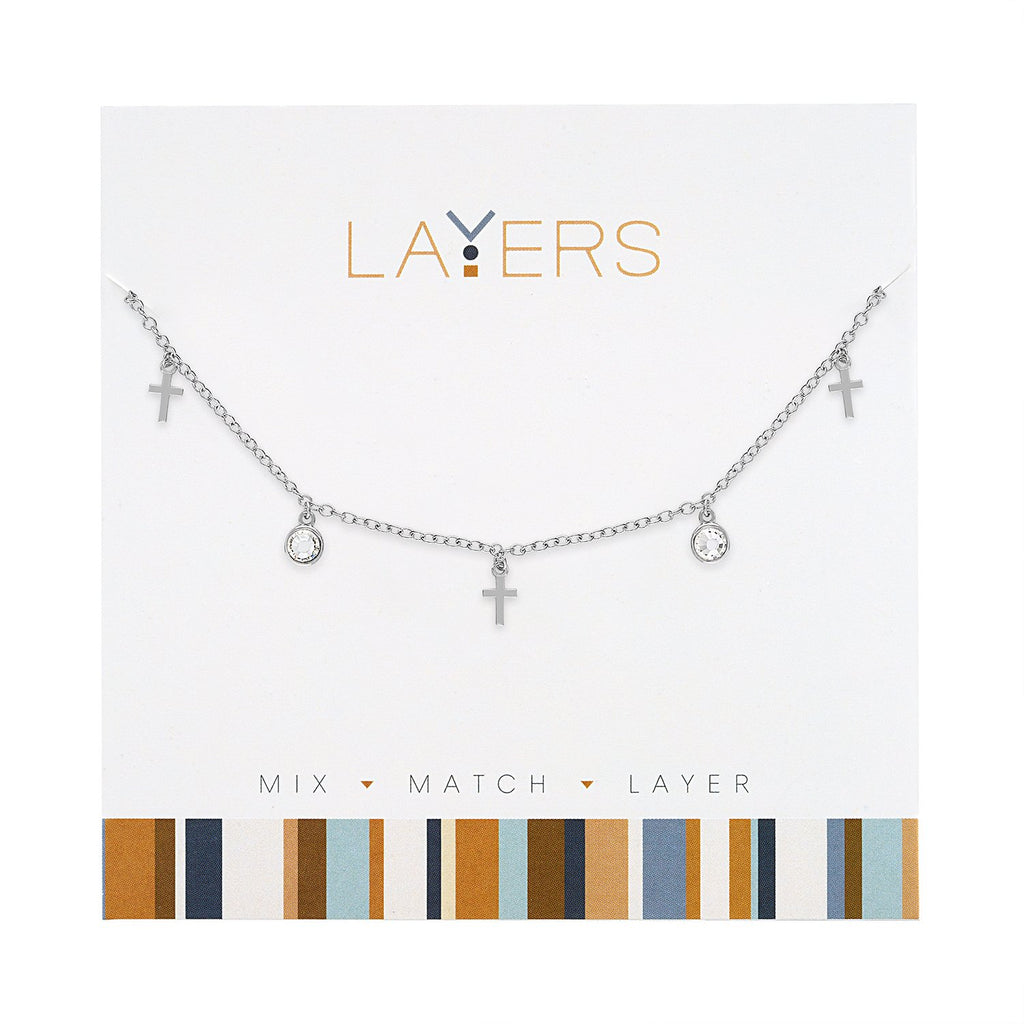 LAY591S Necklance Silver Mini Crosses