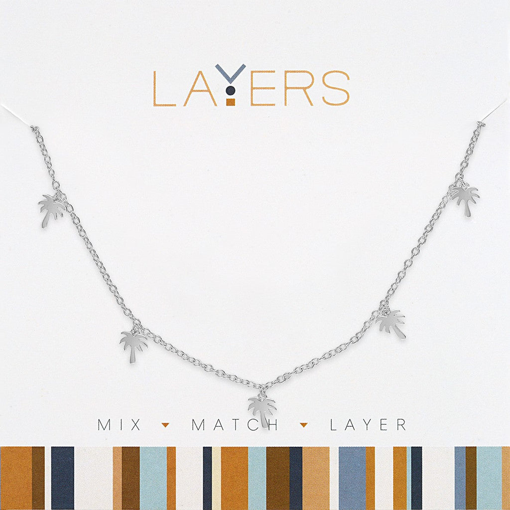 LAY609S Necklace, Silver, Mini, Palm Dangle