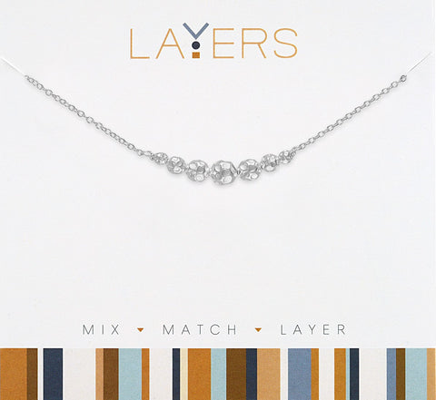 LAY613S Necklace, Silver, Mini, Hammered Ball