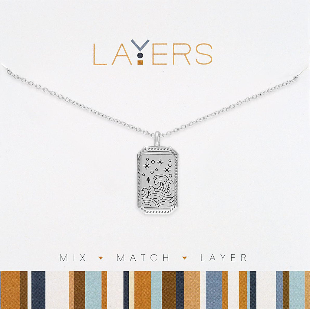 LAY625S Lay625S Silver Wave Tag Layers Necklace