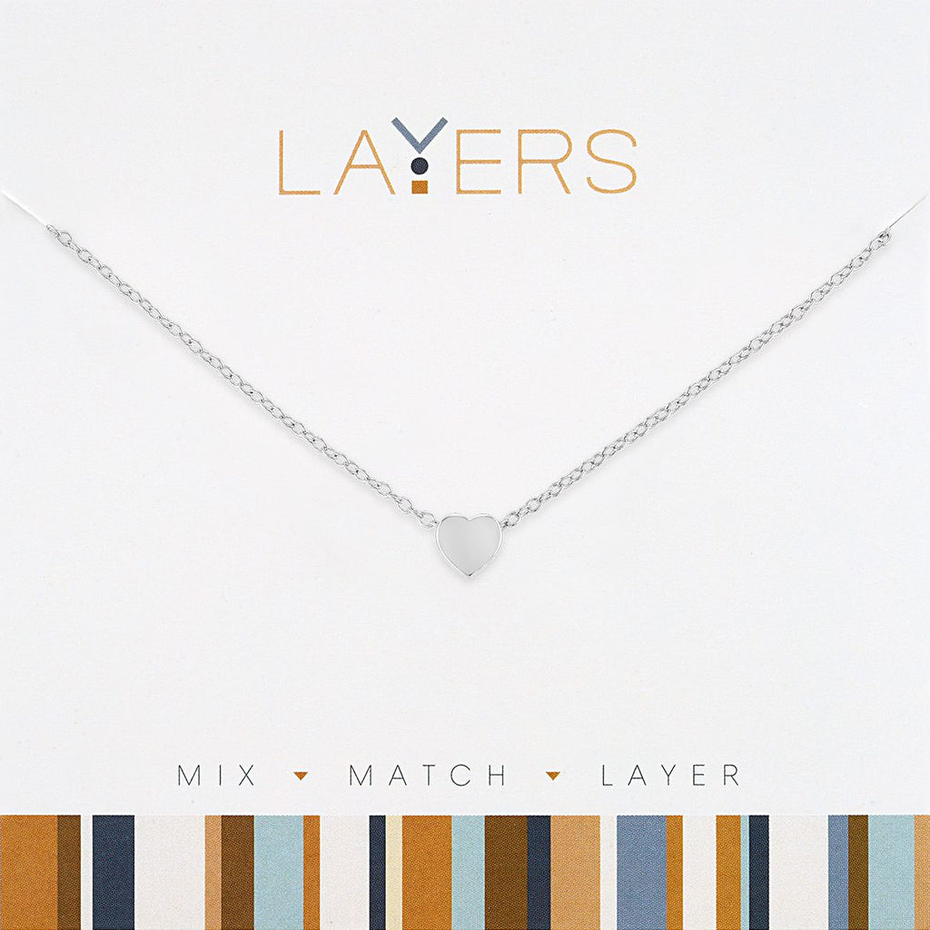 LAY635S Necklace, Silver,   Heart Layers