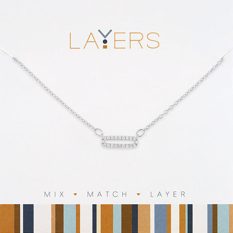 LAY637S Necklace, Silver,   CZ Single Link