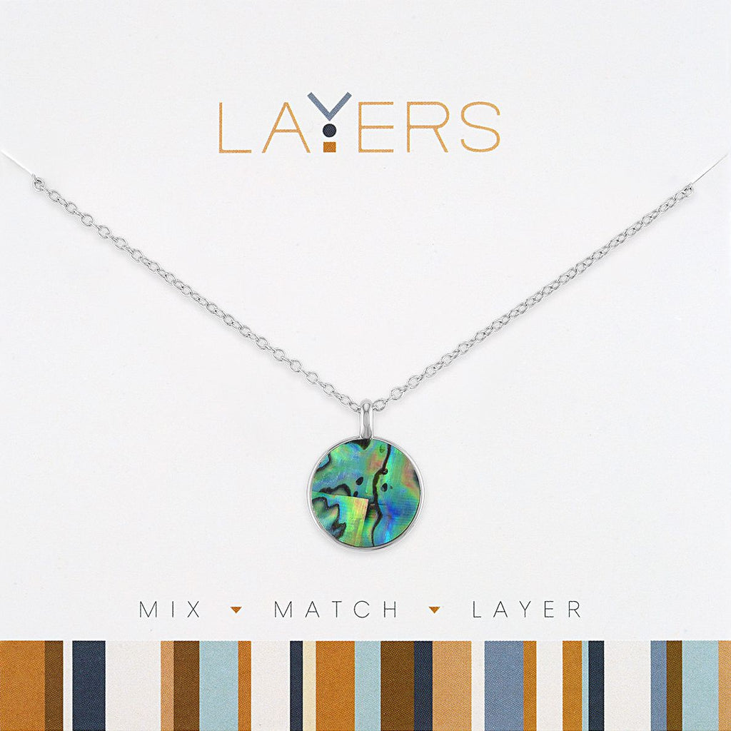 LAY641S Necklace, Silver,   Abalone Layers
