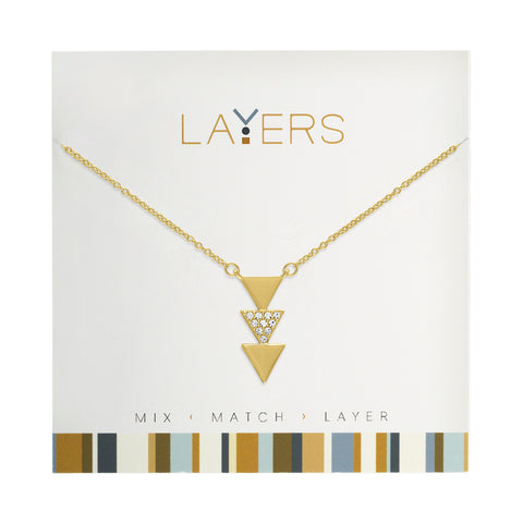 Gold Trio Triangle Layers Necklace