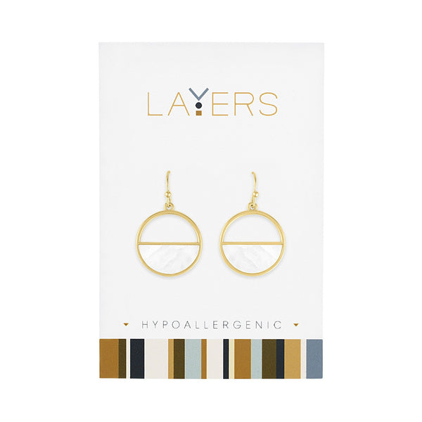 Layers Earring, Gold Half Stone Circle