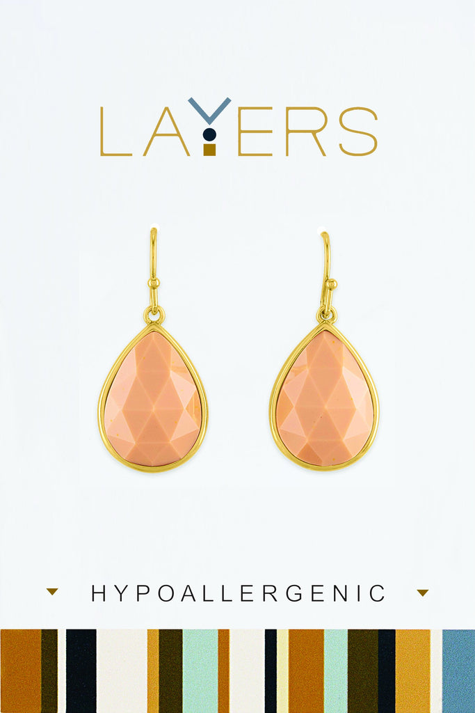 Layers Earring, Apricot Stone Dangle