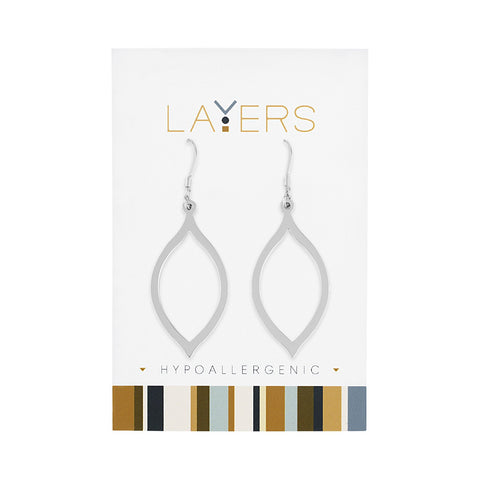Layers Earring, Silver Oval Dangle