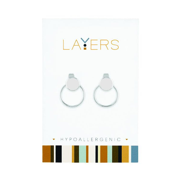 Layers Earring, Silver  Double Hoop Stud