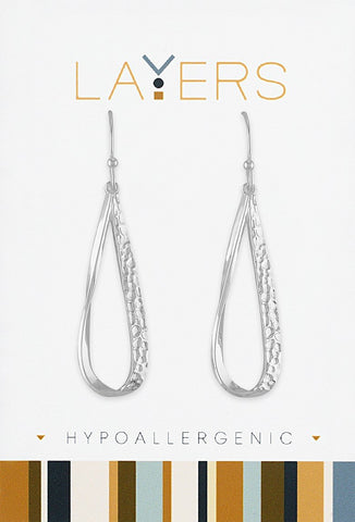 LAYEAR540S Earring Silver Hammered Teardrop