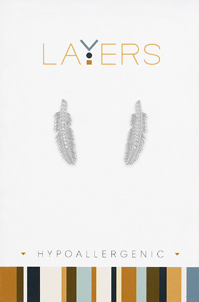 LAYEAR544S Earring, Silver Feather, Stud