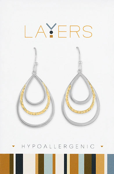 LAYEAR546S Earring, Silver, Two-Tone, Teardrop
