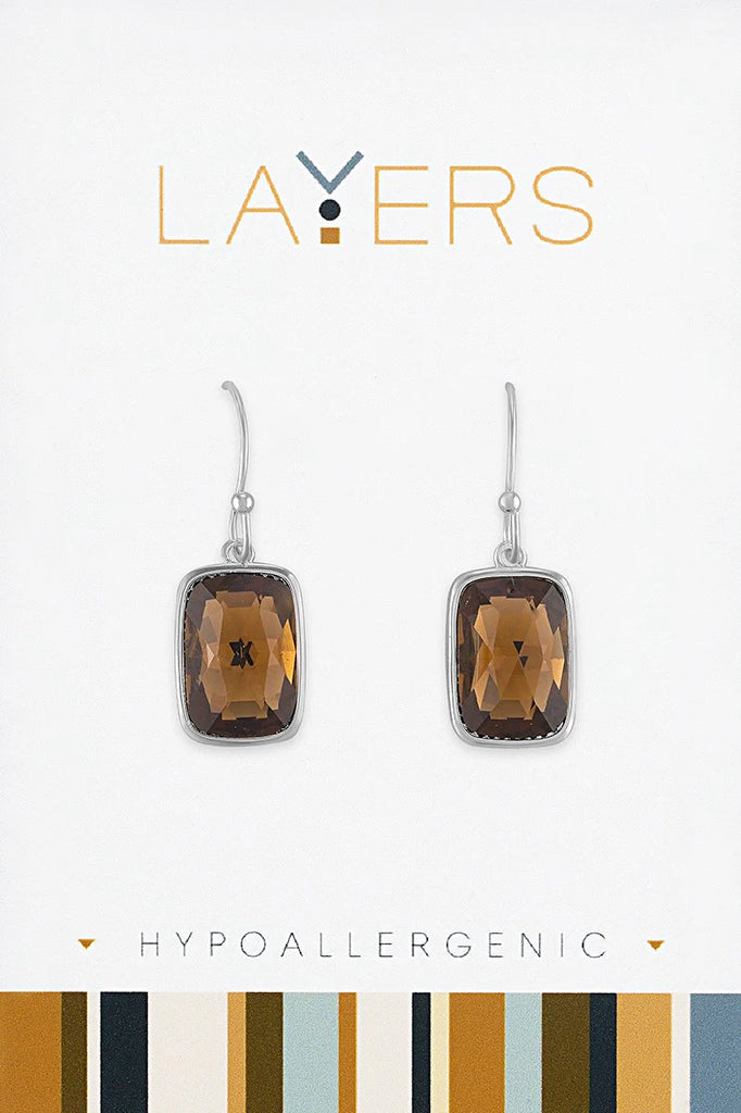 LAYEAR552S Earring, Silver, Rectangle Topaz Stud