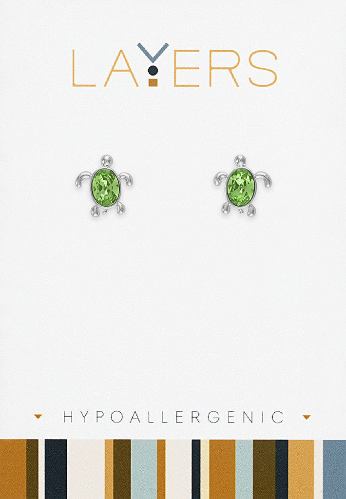 LAYEAR554S Earring, Silver, Chrysolite Turtle Stud Layers