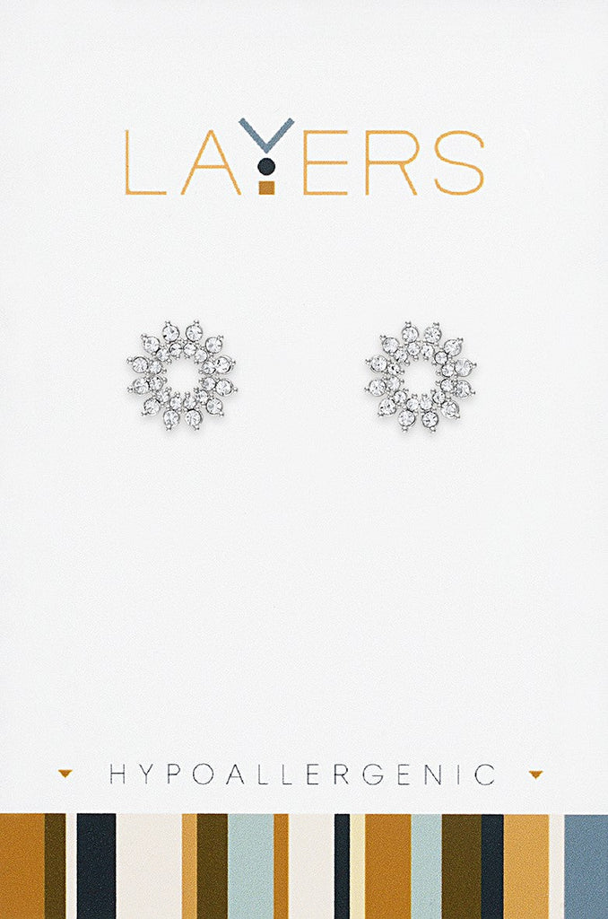 LAYEAR564S Earring, Silver, Open CZ Floral Stud