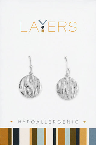 LAYEAR568S Silver Brushed Dangle Layers Earrings