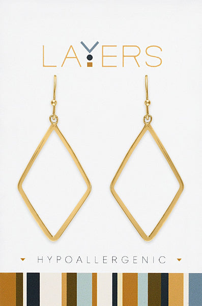 LAYEAR76G Earring, Gold, Geometric Dangle Layers 