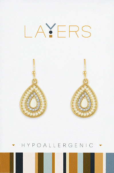 LAYEAR80G Gold Boho Teardrop CZ Dangle Layers Earrings