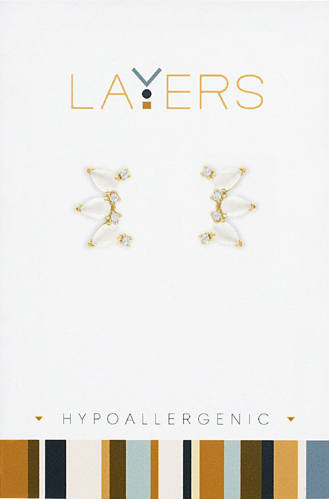 LAYEAR84G Gold Petal Climber Layers Earrings