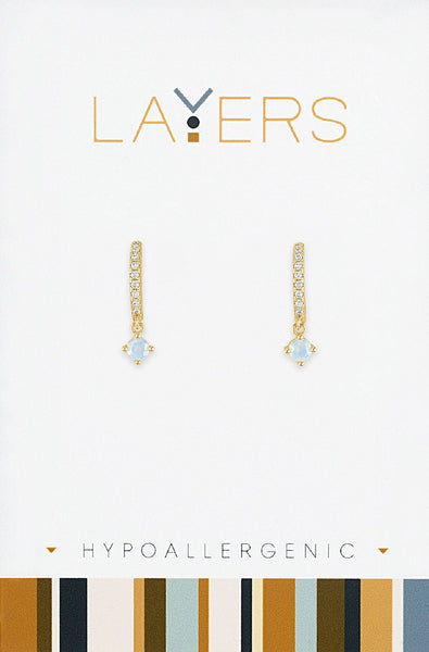 LAYEAR90G??íEarring, Gold,  Petite Opal CZ Huggie