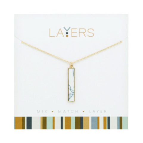 Layers Necklace, Gold Rectangle Granite Layers Necklace