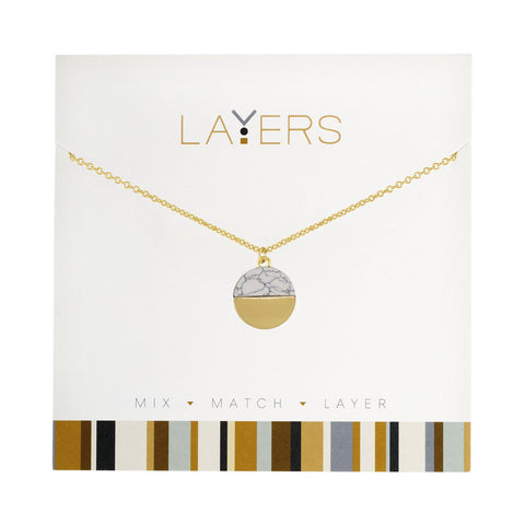 Layers Necklace, Gold Circle Granite Layers Necklace