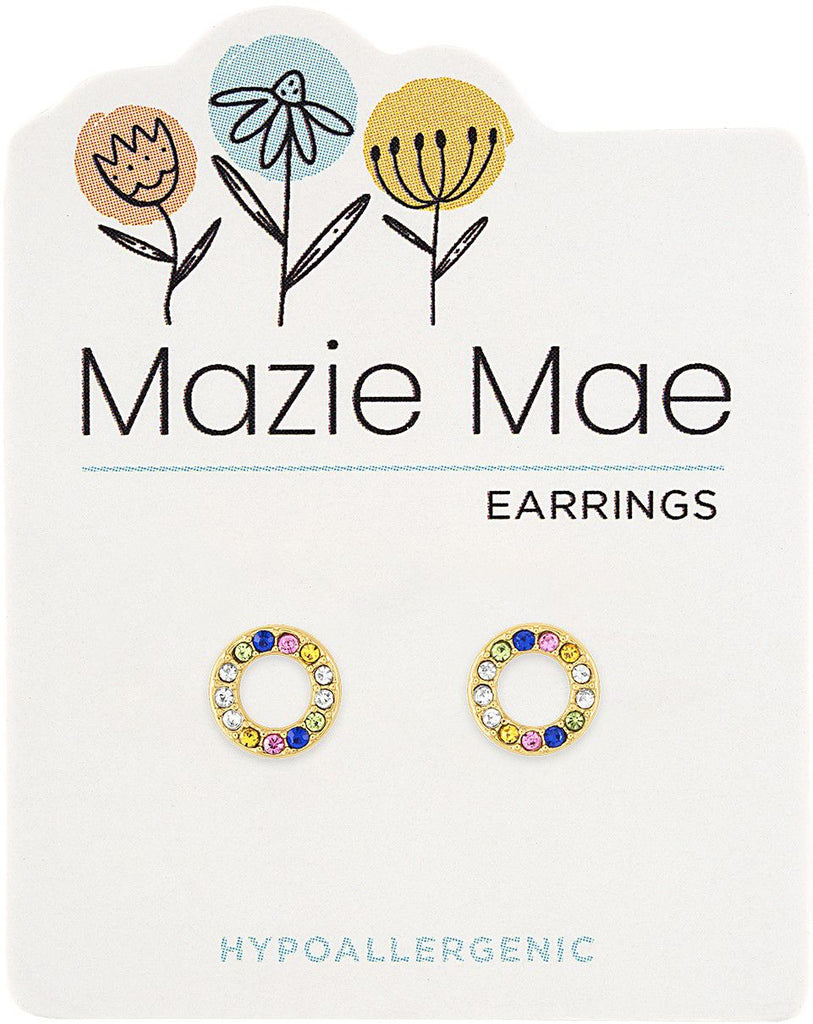 MAZ07 Gold Multicolor Open Circle Stud Mazie Mae Earring