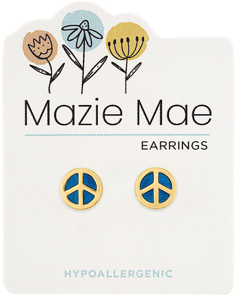 MAZ14 Gold Peace Sign Stud Mazie Mae Earring