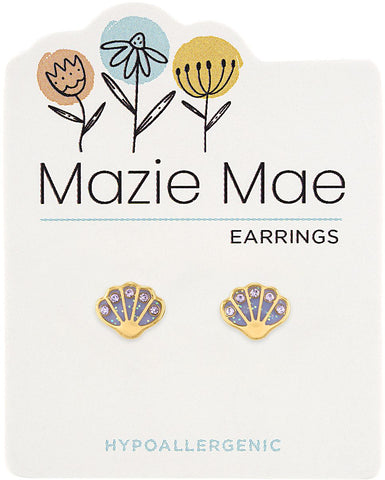 MAZ18 Gold Purple Seashell Mazie Mae Earring