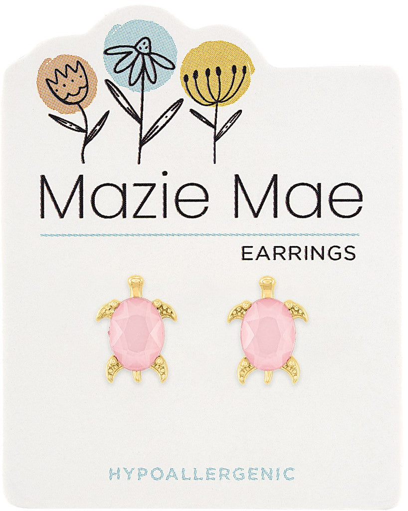 MAZ24 Gold Rosewater Opal Turtle Stud Mazie Mae Earring