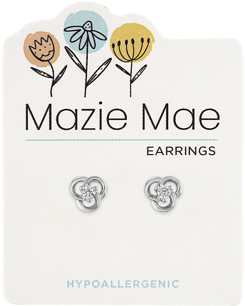 MAZ38 Silver Celtic Twist w/ CZ Stud Mazie Mae Earring