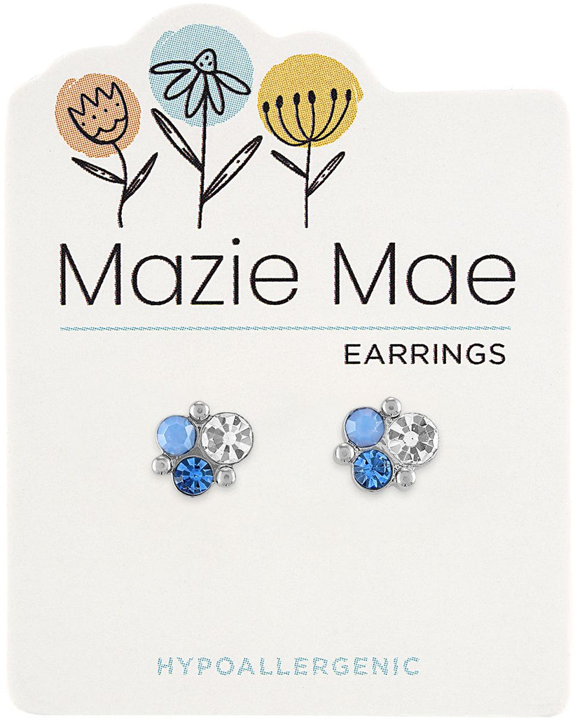 MAZ40 Silver Air Blue Opal Cluster Stud Mazie Mae Earring