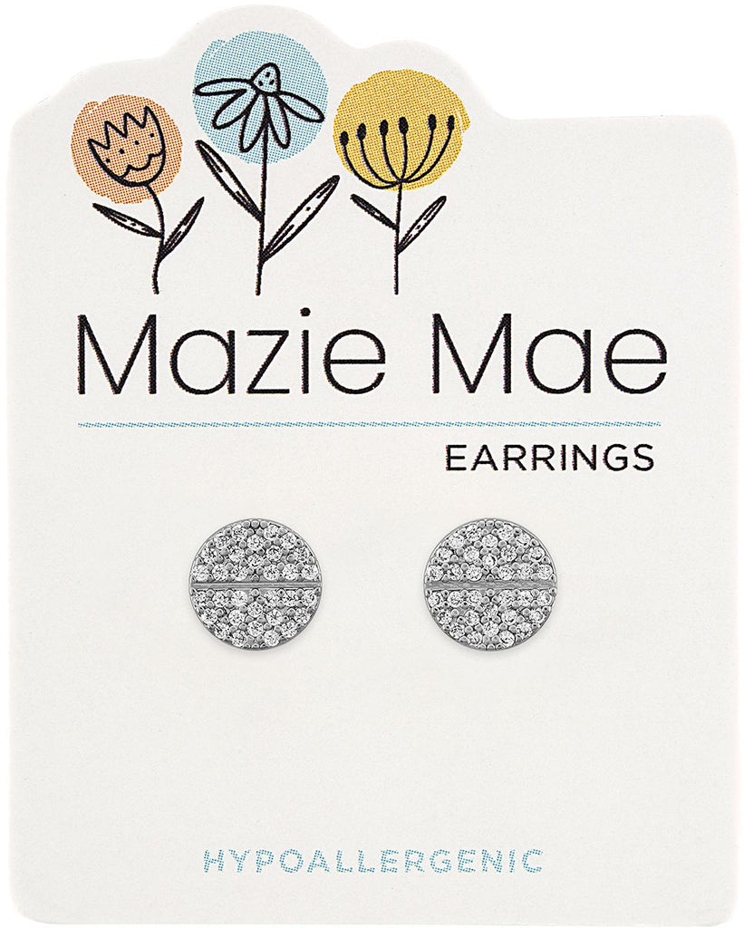 MAZ48 Silver Split Pave Stud Mazie Mae Earring