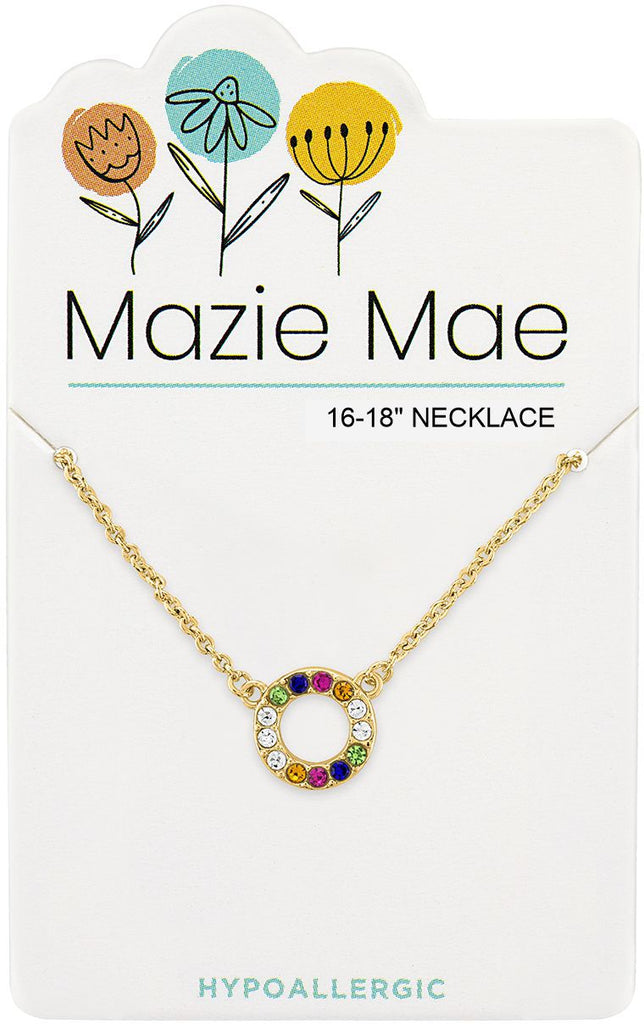NECKG207 Gold Multicolor Open Circle Mazie Mae Necklace