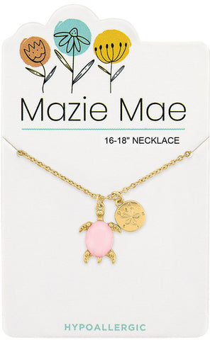 NECKG215 Gold Rosewater Opal Turtle & Sand Dollar Dangle Mazie Mae Necklace