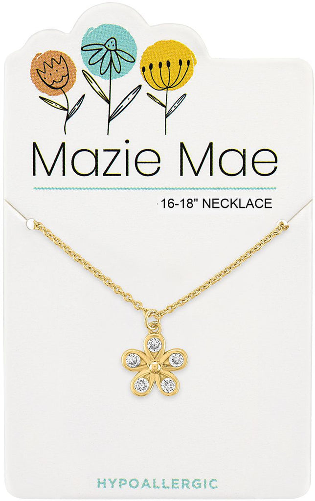 NECKG217 Gold CZ Flower Mazie Mae Necklace