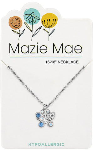 NECKS700 Silver Opal & Aquamarine Butterly Mazie Mae Necklace