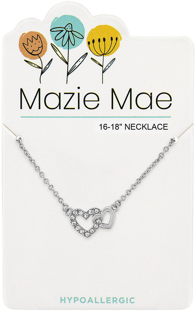 NECKS706 Silver Interlocking Hearts Mazie Mae Necklace