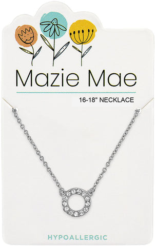 NECKS712 Silver CZ Open Circle Mazie Mae Necklace