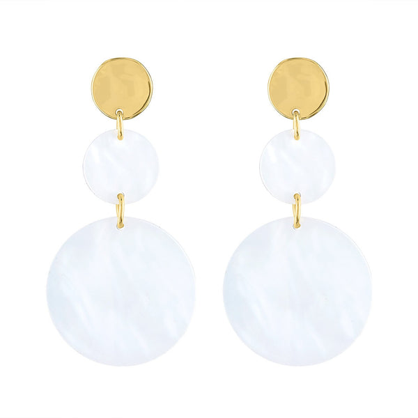 Piper & Jade Earring, White Circle Trio