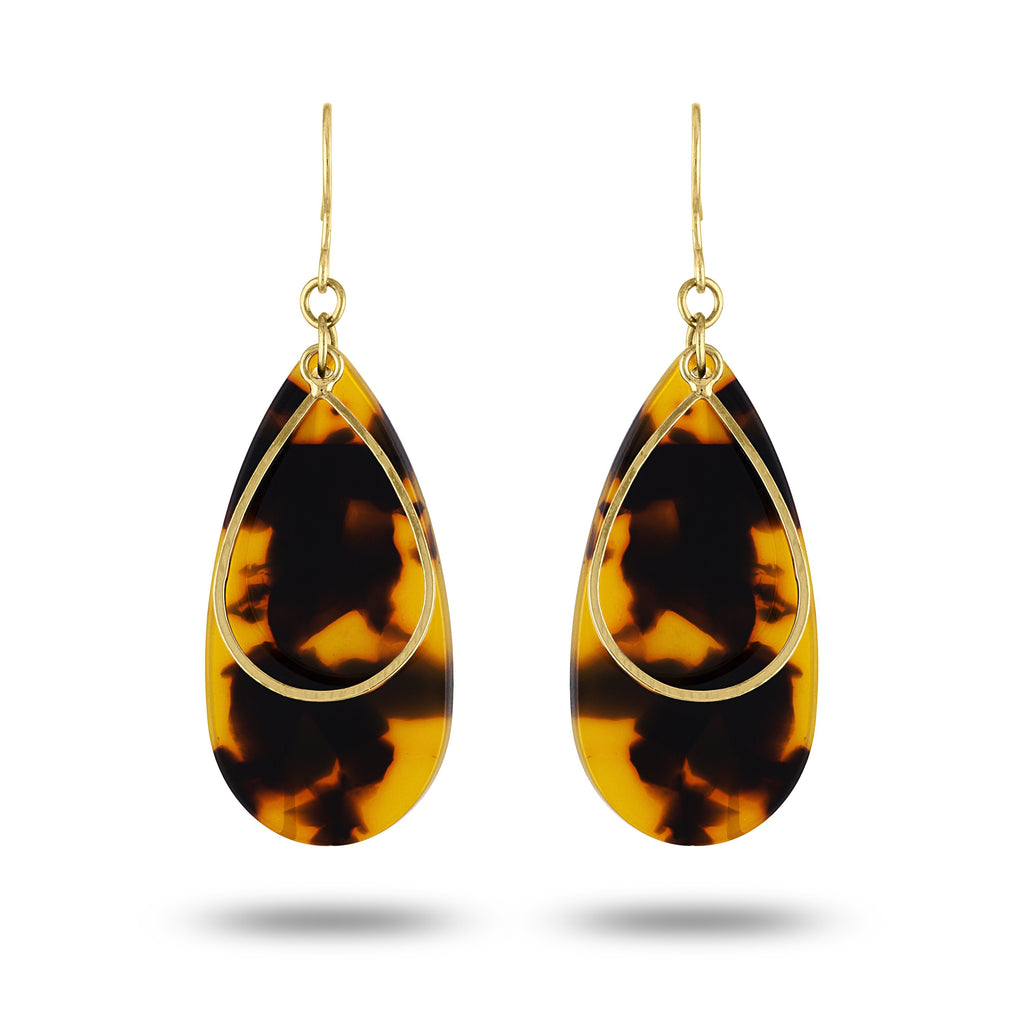 Piper & Jade Earring, Tortoise Shell & Gold Drops