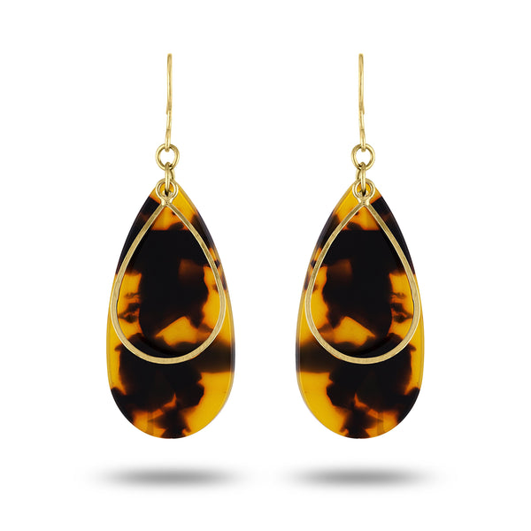 Piper & Jade Earring, Tortoise Shell & Gold Drops