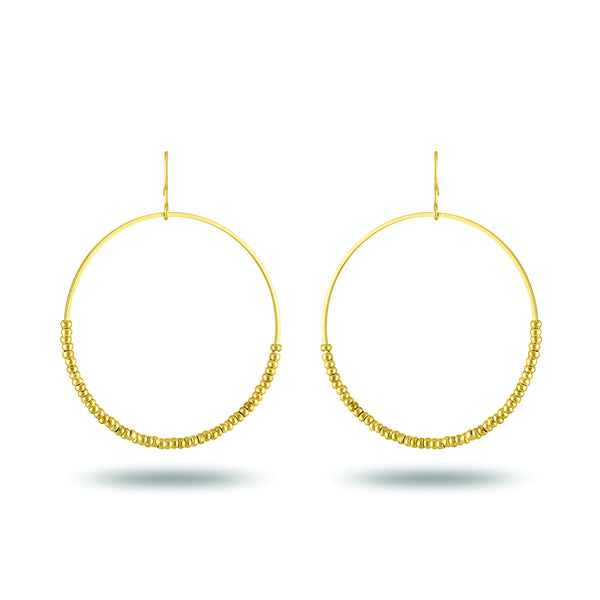 Piper & Jade Earring, Gold Beaded Hoop